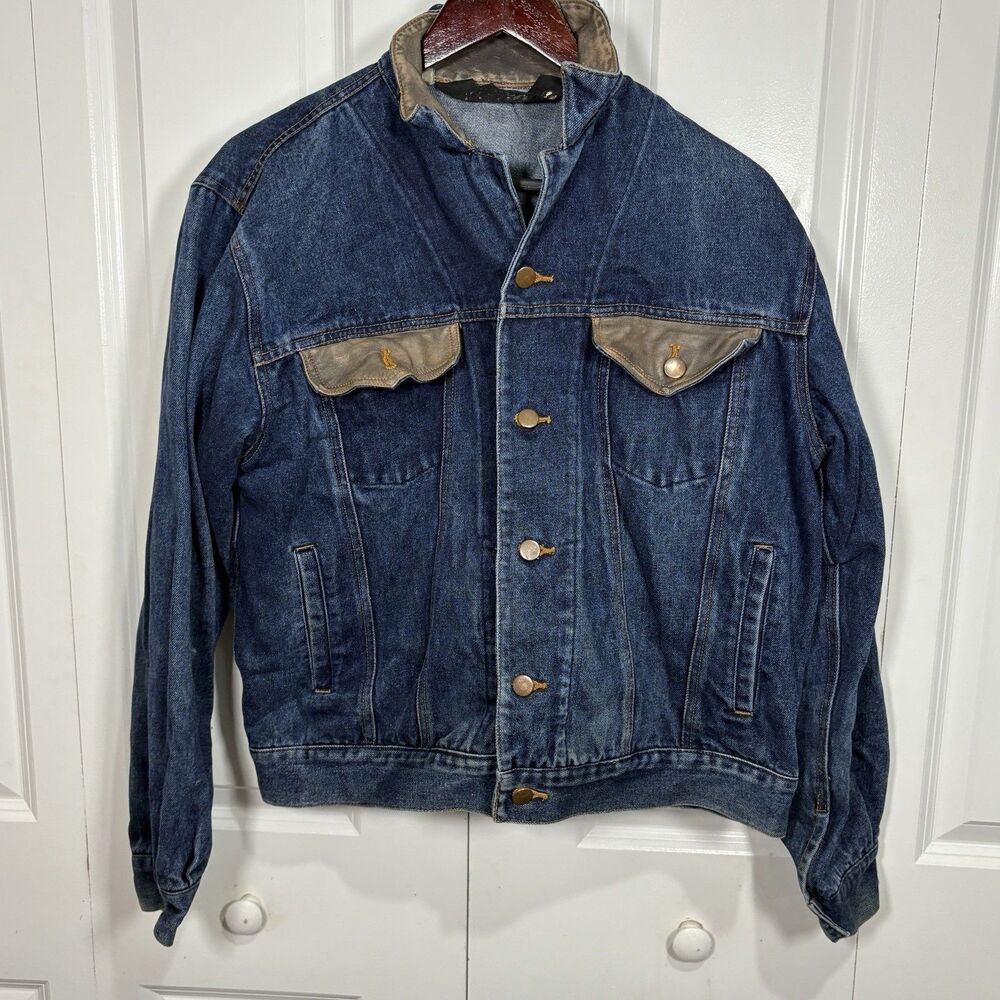 Expressions Denim Jacket M Distressed Western Yoke Rodeowear Grunge Cowboycore